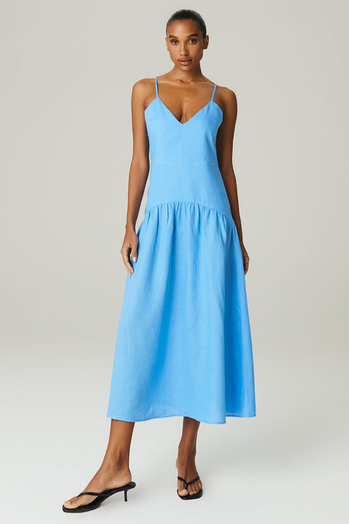 VESTIDO LINHO EVASÊ AZUL